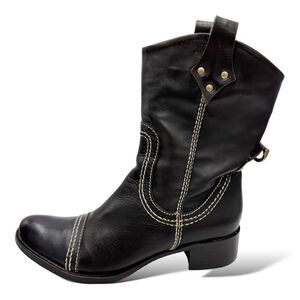 Tentazione Italian Brown Leather Cap Toe Booties Sz EUR 35.5 US 5